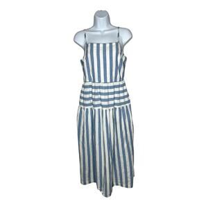 Universal Threads Dress Womens Small Blue White Striped Smocked Midi Lagenlook